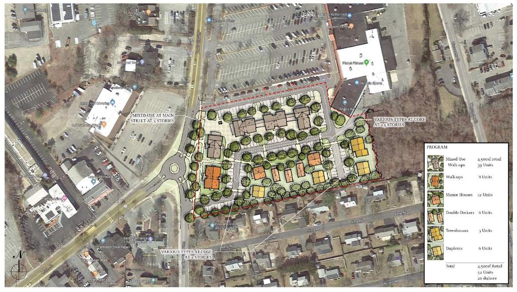 Illustrative Case Studies: Falmouth Current Zoning for B2 Zone: Max Density 6 du/ac (shown