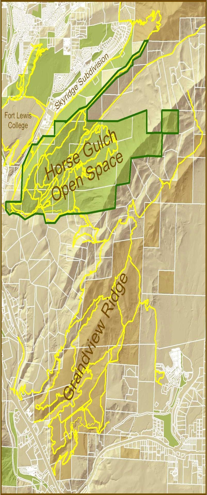 available for review at the City of Durango Parks and Recreation Department and on the City website. A map of lands preserved in Horse Gulch, including those under easement, is attached to this plan.