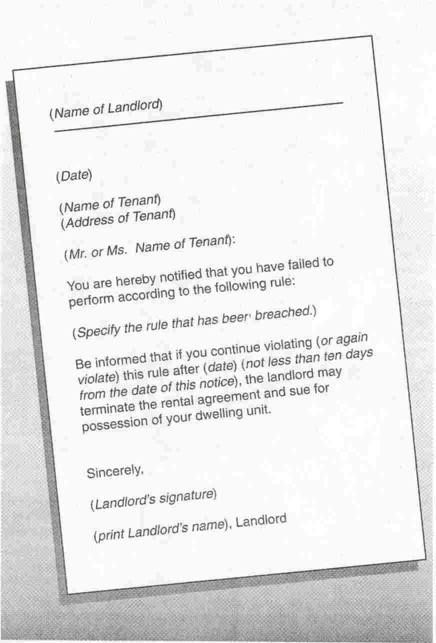 Landlord Remedies 20 Sample form for the landlord's notice (See