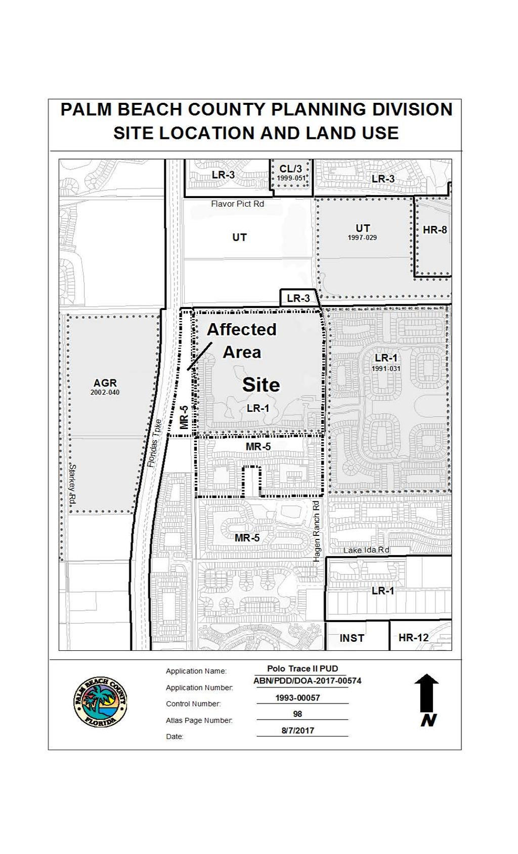 Figure 1: Land Use Map PALM BEACH COUNTY PLANNING DIVISION SITE LOCATION AND LAND USE E UllllllJ ll.ilj.j.jll.w 0 1!