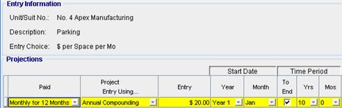 Press OK to return to Revenue sub folder Entering the Rent Cap 1. Select the row with the entry choice: Rec. Exp.