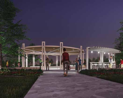 areas, and outdoor shade structures that create outdoor rooms promoting nature and excercise Features an outdoor