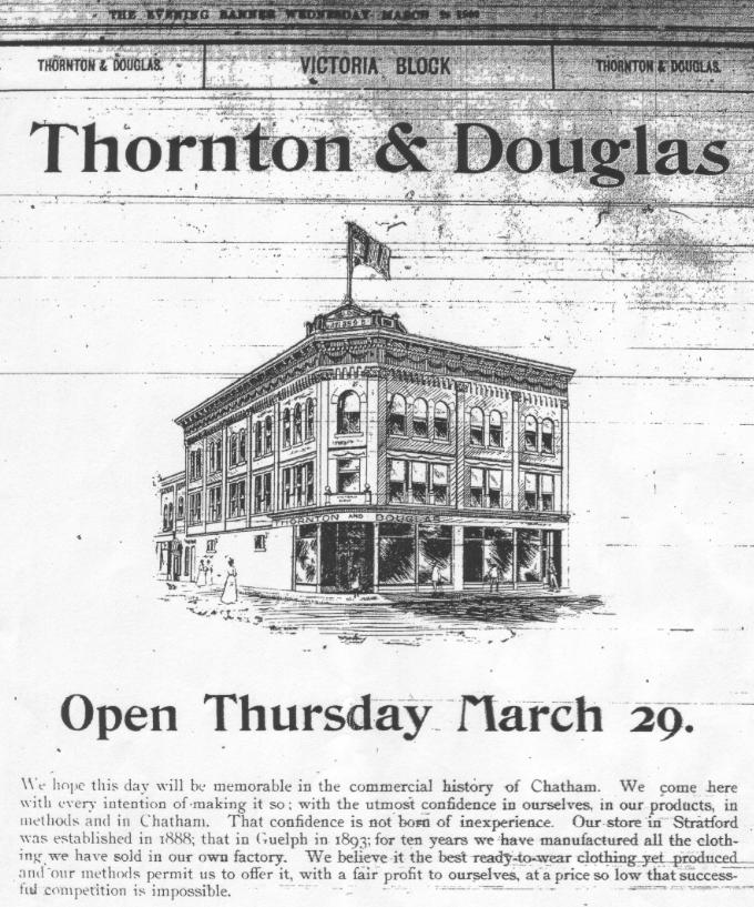 (Thornton & Douglas) at the street level, and rental offices on the second and third floors.