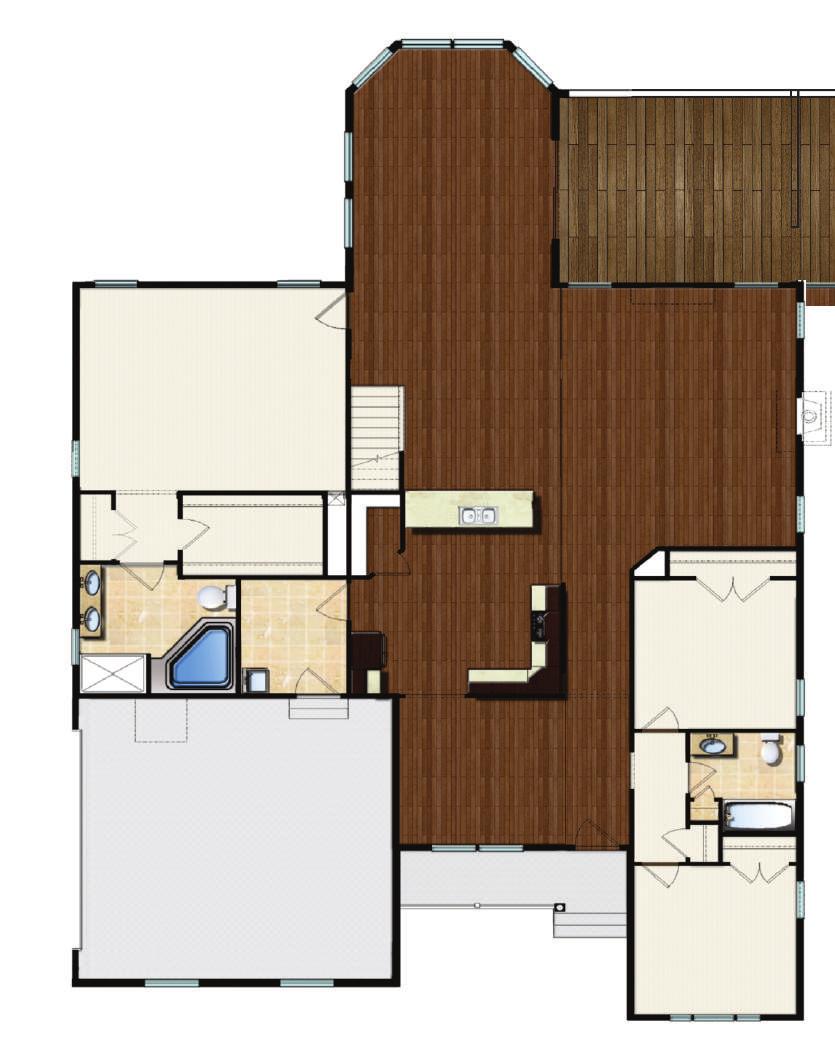 The Whatley is expandable and customizable Even more living space can be obtained by extending the rear of the home 4 feet, as shown right Other op ons for changing the space include a dining room