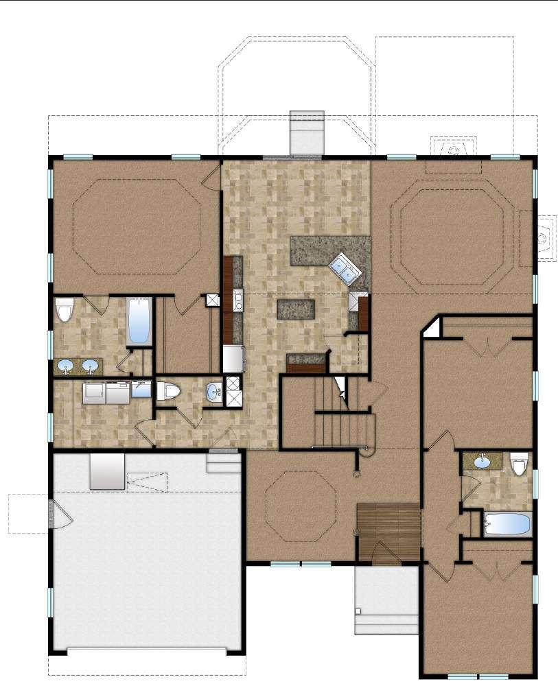 Add the Second Floor Floor plan modifies to add stairs The Cartwright is also available as a two-story plan.