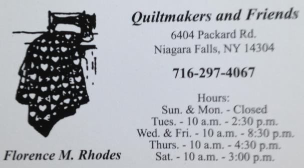 Please remember when you are looking for quilt fabric, notions and classes, to patronize our advertisers who help defray our newsletter costs.