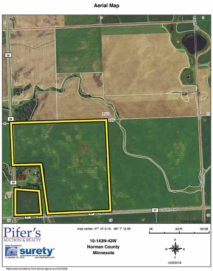 Parcel 1 Acres: 147.01 +/- Legal: W Part of 10-143-43 AC 307.01 S1/2 LESS (A PARCEL COM AT SW COR OF SEC 10, N ON W LINE 792 (TO BE DETERMINED BY SURVEYED AS NEEDED) Cropland Acres: 142.