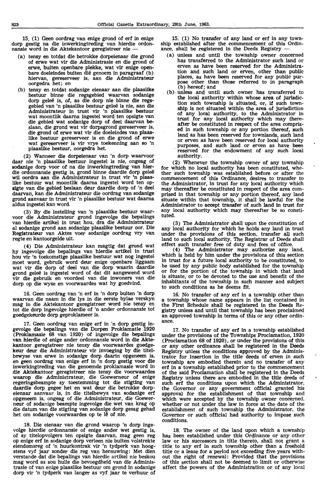 823 Official Gazette Extraordinary, 28th June, 1963. 15.