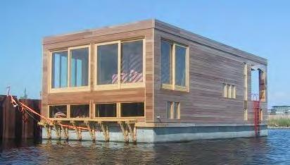 4. Floating Home Sonne HUBB02. Residential floating home delivered autumn 2002. Cladding yellow Cedar, windows Pine. Design for family of 5.