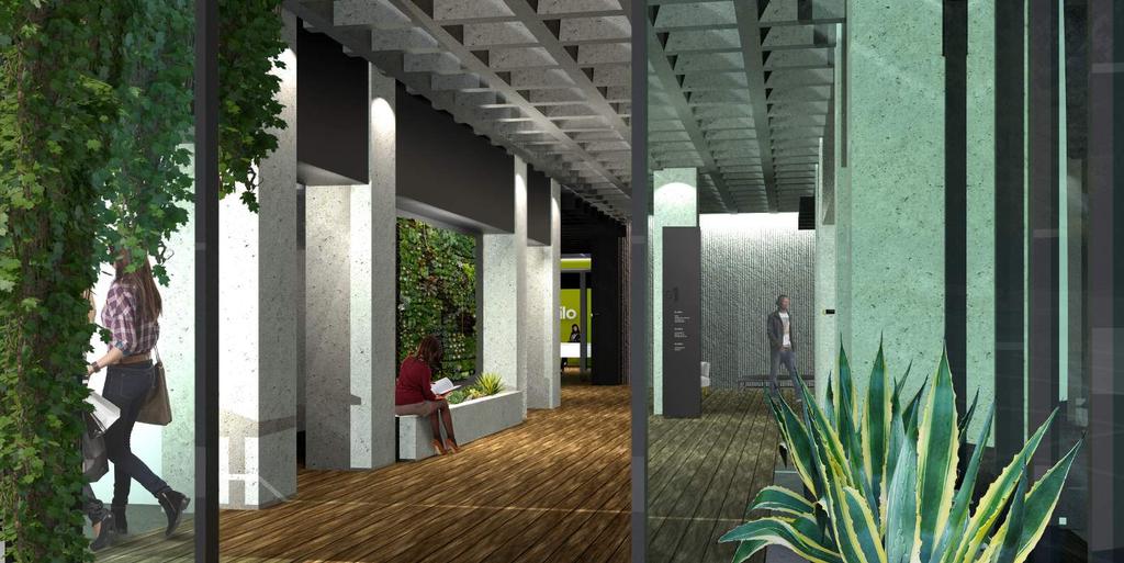 COMING SOON RE-IMAGINED FRONT LOBBY WITH EXPOSED CONCRETE WAFFLE CEILING, CLEAR