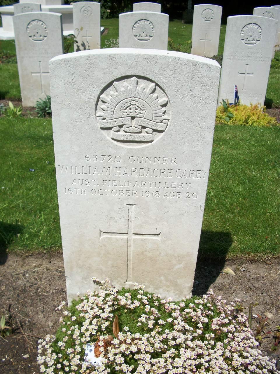Photo of Gunner William Hardacre Carey s Headstone in St.