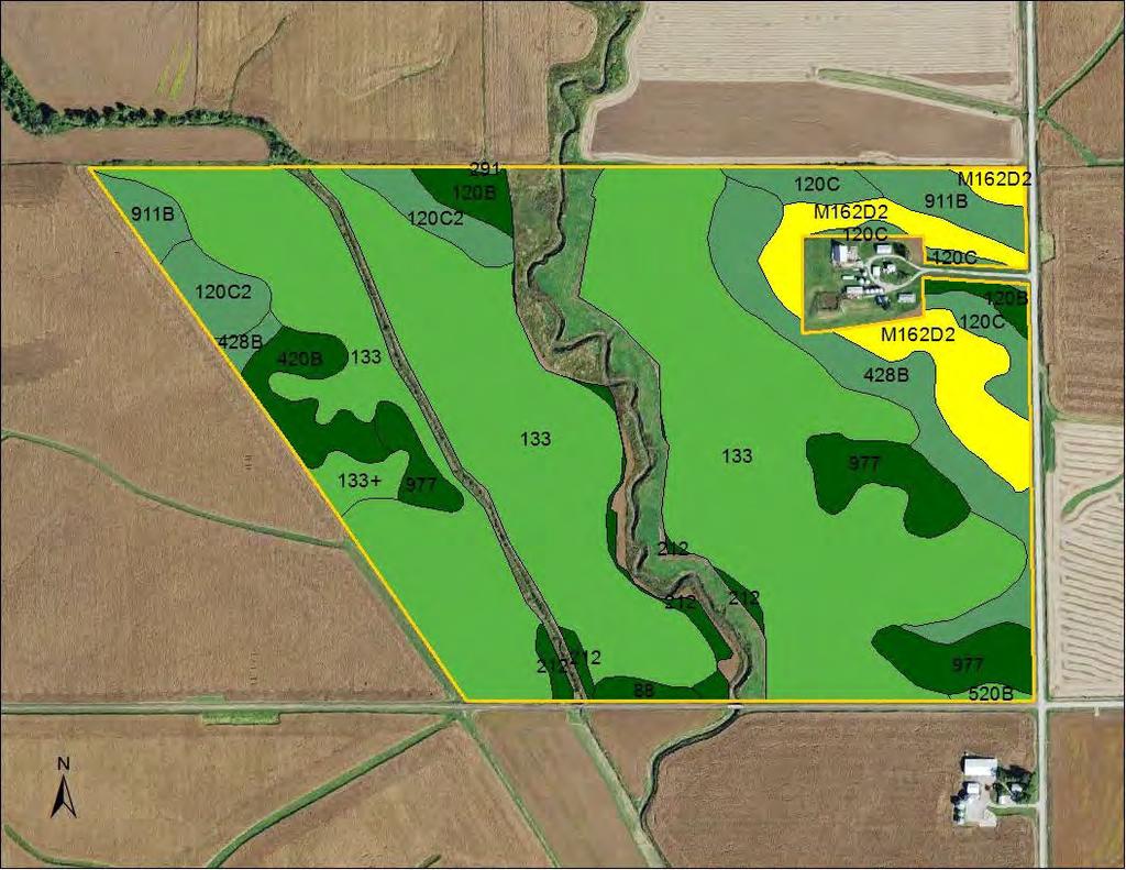 Soil Map Combined Parcels - 225 Acres, m/l NAIP/Iowa Imagery: 2015 Measured Tillable Acres 192.1 Avg. CSR: 81.8 Avg. CSR2: 80.