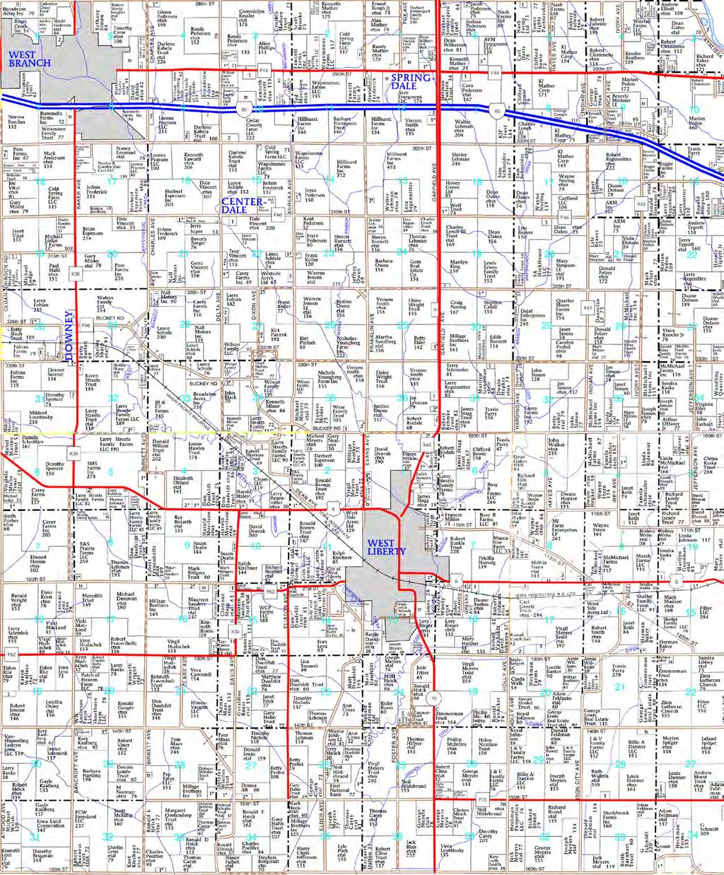 Plat Map 225 Acres, m/l, in 2 parcels, Cedar County, IA Garfield Ave. Franklin Ave.