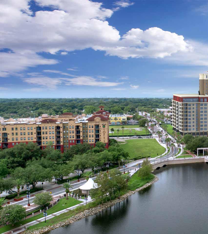 The location of The Crane sited on the edge of and overlooking the 35-acre Cranes Roost Lake in Uptown Altamonte, Altamonte Springs, Florida.