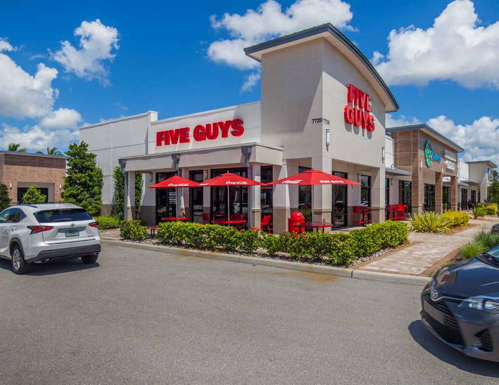 retail architectural features, ample parking, gathering areas and lush landscaping Fully internet-resistant tenant roster leased to service, restaurant, and medical uses Diverse and fungible tenant