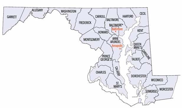 Figure 1. Geographic Location of Maryland Counties Figure 2. Maryland Counties by Crop Reporting District The total remaining number of observations was 3,449 arm s-length parcel sales.