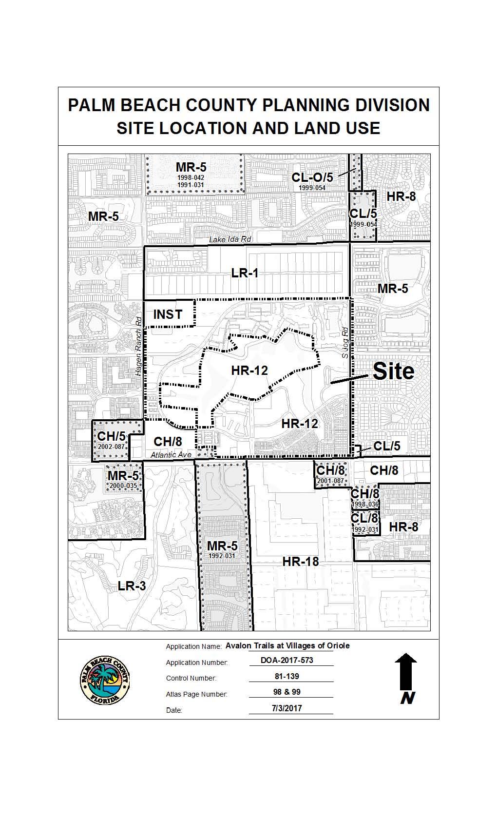 Figure 1 Land Use Map PALM BEACH COUNTY PLANNING DIVISION SITE LOCATION AND LAND USE MR-5 1998_042 1991 _031 HR-12 CH/8 Applic atkln Name: Avalon Trai ls