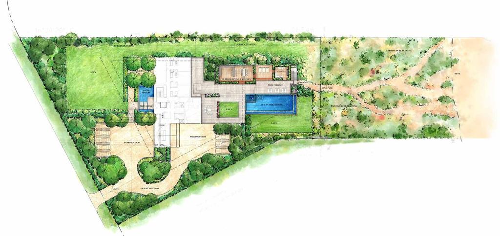 SITE PLAN OPTION 1 Oceanfront Modern 10,000 SF+/- Estate Deeded Ocean Access with Path to One of the Most Private Stretches of Beach in Bridgehampton Ocean Views from Nearly Every Room Rooftop