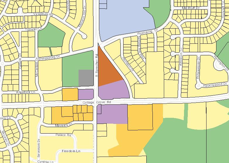 Rodefeld CSM & Rezoning Page 4 The 2018 Comprehensive Plan identifies the intersection of Sprecher Road and Cottage Grove Road as an activity center for the area that will be supported by commercial
