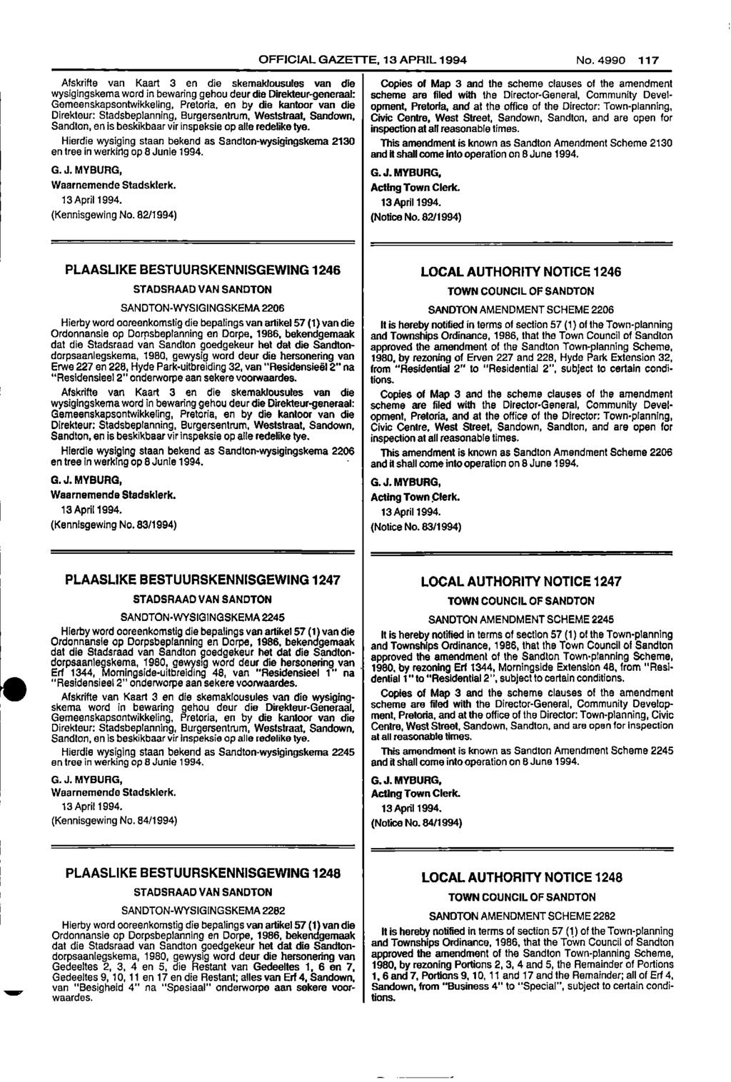 1 Gemeenskapsontwikkeling, OFFICIAL GAZETTE, 13 APRIL 1994 No.