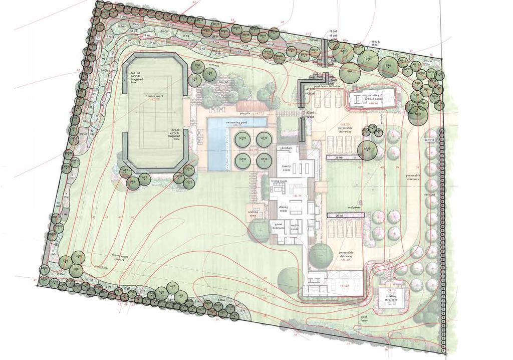 PROPOSED SITE PLAN BY EDMUND HOLLANDER Main Residence Guest House School House