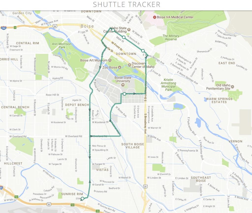 Elder Street Park & Ride/Shuttle Partnership BSU, City, CCDC 2 Vans +