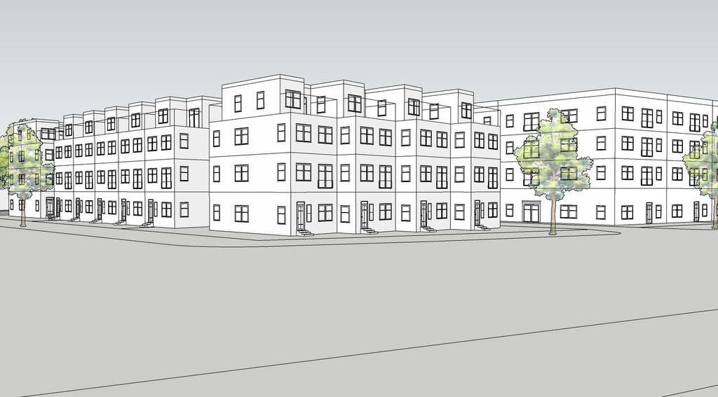 Analysis Options: Arterial Townhouse Drawing illustrates street-level view of development potential