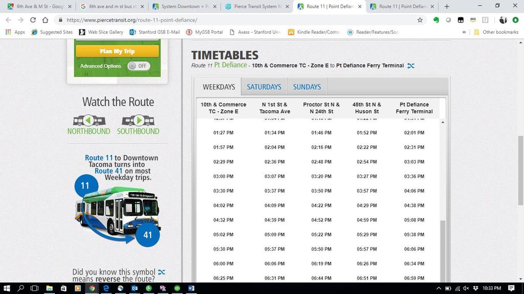 Route 11 Timetable (https://www.piercetransit.