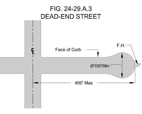 (3) Cul-de-sac Dead end streets shall be not more than four hundred (400) feet in length and shall be terminated by a turnaround right-of-way area not less than one hundred (100) feet in diameter and