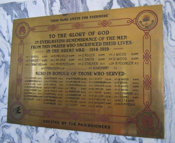 G. Stalker is remembered on the Trinity Gask Roll of Honour, now located in Auchterarder Parish Church.