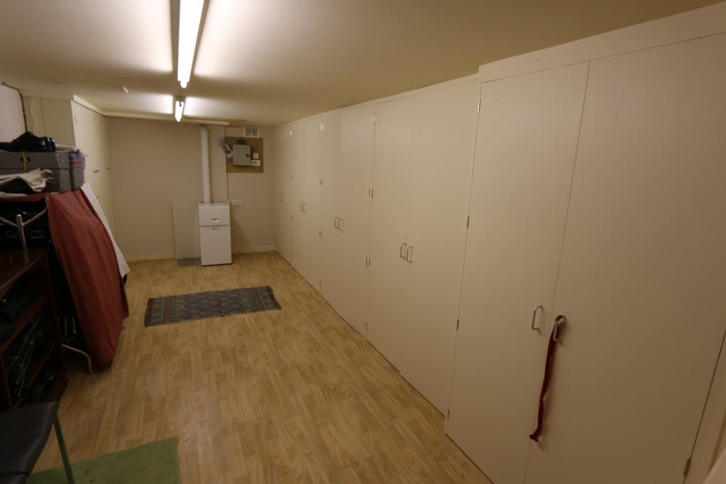 The Basement has 6 double built in cupboards with shelving providing