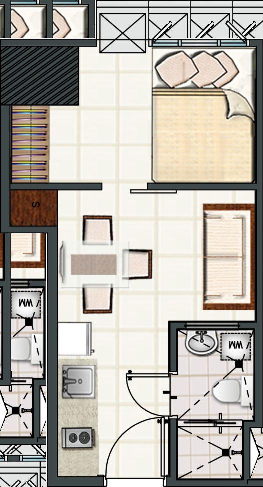 1-Bedroom Unit Floor Plan 1-Bedroom Unit (23.90 sq.m.) Living / Dining Room 7.