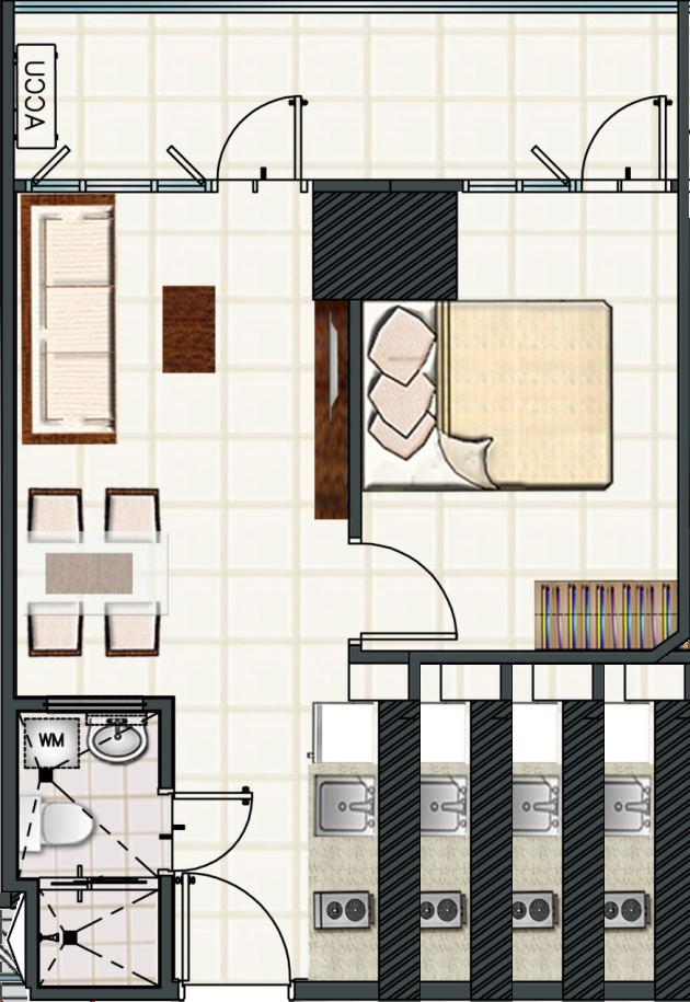 1-Bedroom Deluxe Garden Unit A-1 Floor Plan 1-Bedroom Deluxe Garden Unit A-1 (40.36 sq.m.) Living Room 7.