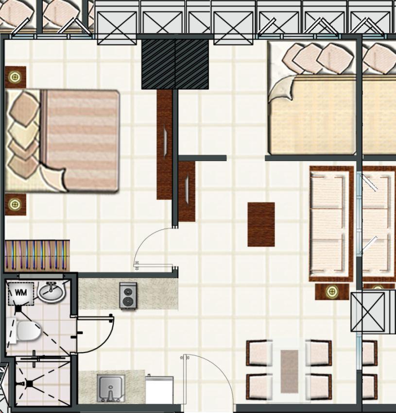2-Bedroom Unit Floor Plan 2-Bedroom Unit (44.70 sq.m.) Living Room 9.38 100.