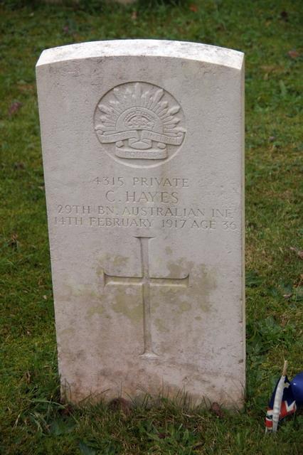 Photo of Pte C. Hayes CWGC Headstone at St.