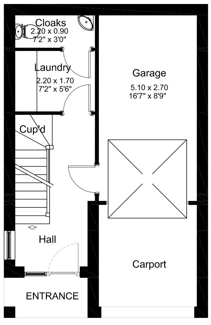 The Greenwood Garage Laundry Cloakroom 5.1 x 2.7 (16'7" x 8'9") 2.2 x 1.7 (7'2"x 5'6") 2.2 x 0.