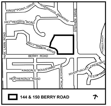 STAFF REPORT ACTION REQUIRED 144 and 150 Berry Road - Zoning By-law Amendment Application - Preliminary Report Date: December 16, 2014 To: From: Wards: Reference Number: Etobicoke York Community