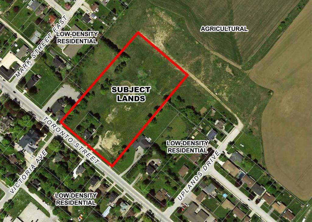 224.86ha (91ac) overall parcel of land, known municipally as 105 Toronto Street.