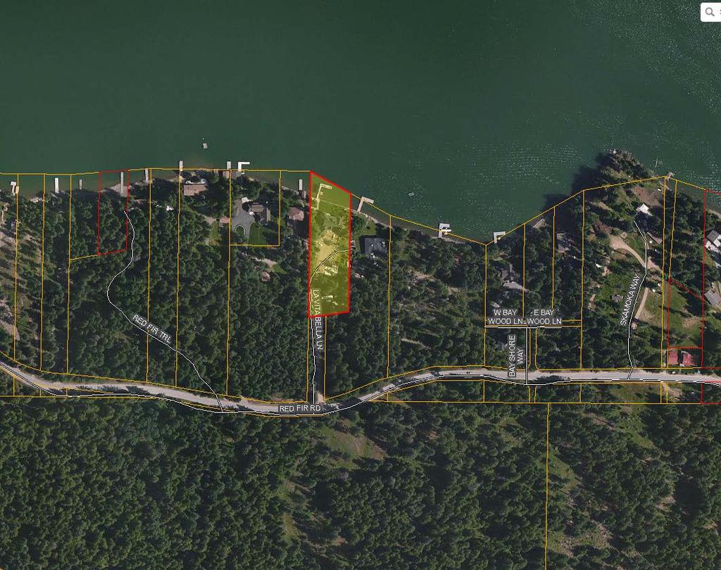 Aerial View Project summary: The applicant is requesting a 1.5-foot water front setback where 40-feet is required; allowing for the placement of a storage shed.