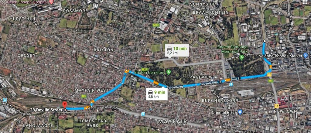 1. DIRECTIONS TO AUCTION VENUE FROM JOHANNESBURG Take the M1 South toward Johannesburg CBD. Take the Smit Street Offramp.