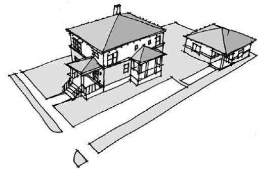 A Detached ADU is structurally separate from the primary dwelling. Detached ADU located at the rear or side of the property, or sometimes on top of a garage.