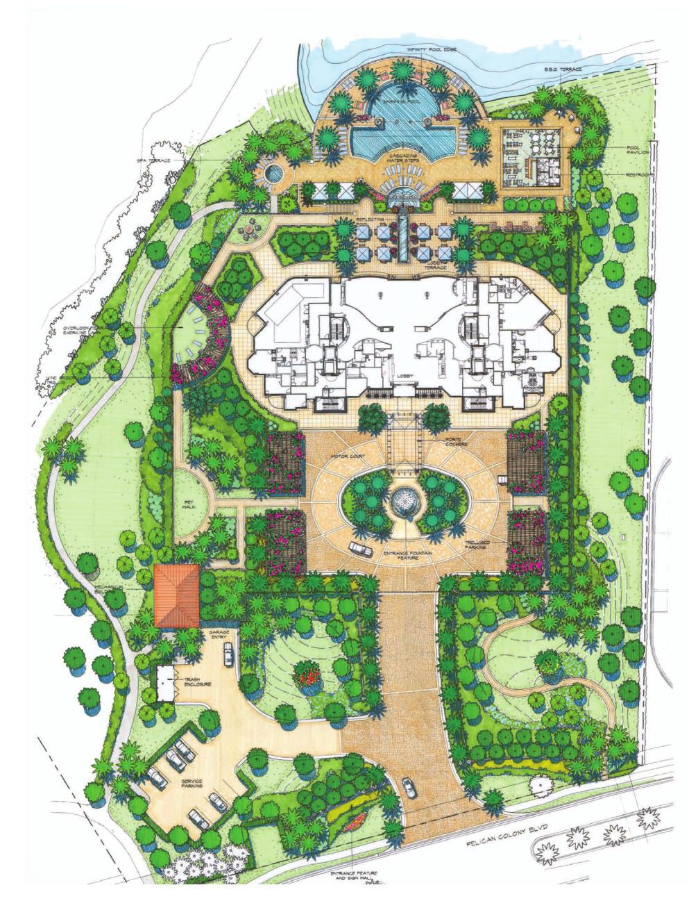 SITE PLAN YOUR P R I V AT E OASIS Lushly landscaped arrival court with porte cochere entry Private