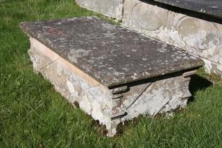 POSITION See Plan M13 Table Tomb but inscription faint in places Here lyeth the Body of Mr James -------- Late of Gleaston.