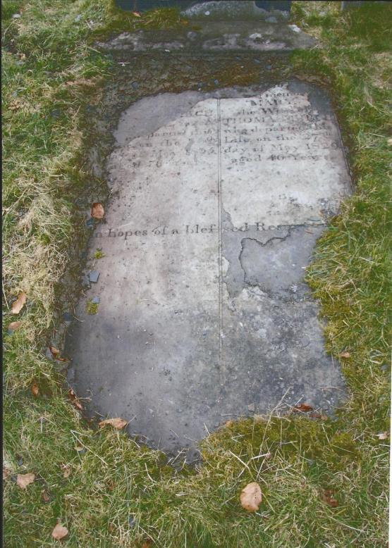 POSITION See Plan M23 Flat Stone Surface flaked off in places -------memory of MARY THOMAS BIRCH the Wife of -------Leister THOMAS BIRCH departed this who departed this Life on