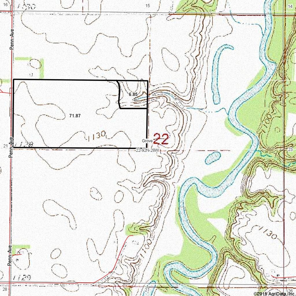 Topography Map 22-92N-28W Humboldt County Iowa map center: 42 46' 4.2, 94 8' 21.