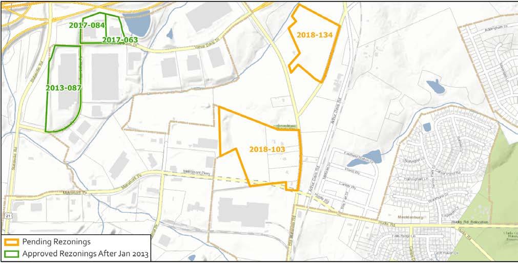 61 acres from R-4 (single family residential) to UR-2(CD) (urban residential, conditional) to allow a multi-family residential community. 2017-084 Rezoned approximately 5.