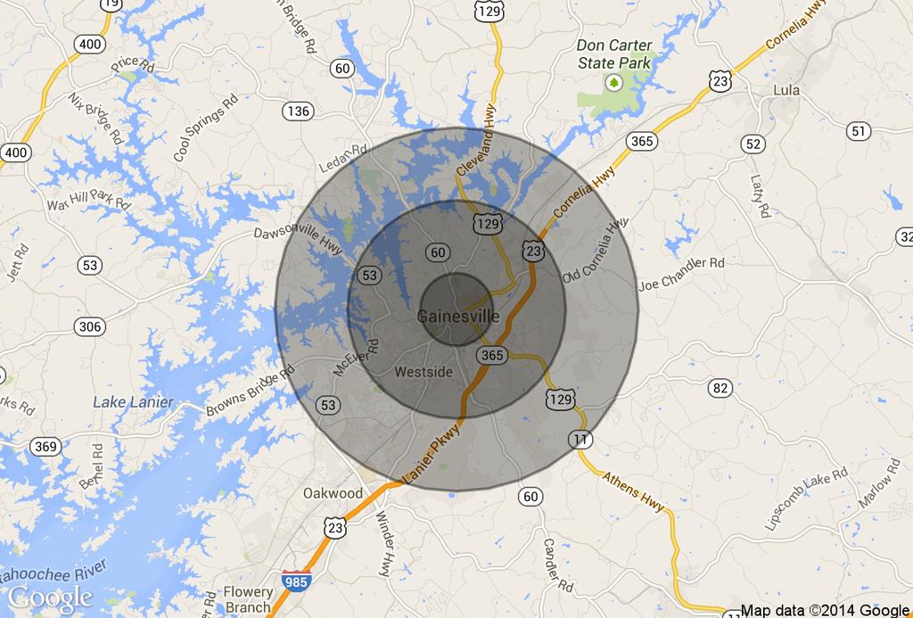 Demographics Analysis 111 Green Street Gainesville, GA 30501 Radius Map 1 Mile 3 Miles 5 Miles Total Population 6,252 34,035 67,098 Total Number of