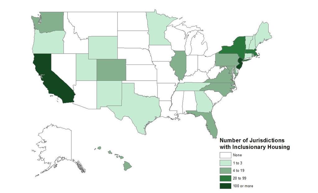 Growing National Interest States with Local Inclusionary Policies Source: Hickey, Sturtevant and