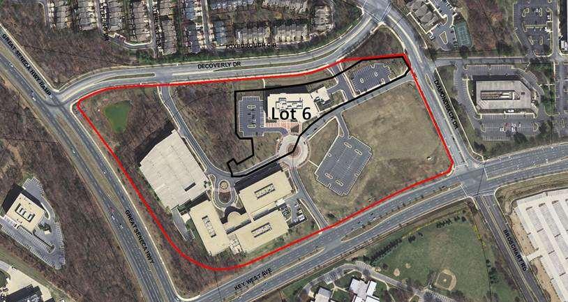 Parcel A Site Map The Subject Property (outlined in black) comprises 3.74 gross acres and is currently improved with a 72,000 square foot office uses and two surface-level parking lots.