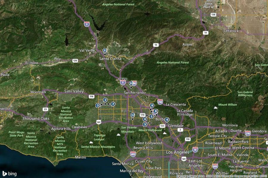 Aerial Map Address City, State Zip Number on report 2601 N San Fernando Blvd Burbank, CA 91504 1 9349 Oso Ave Chatsworth, CA 91311 2 9186 Independence Ave Chatsworth, CA 91311 3 710 Ruberta Ave